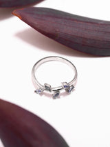 Tanzanite Leaf Cluster Sterling Silver Ring