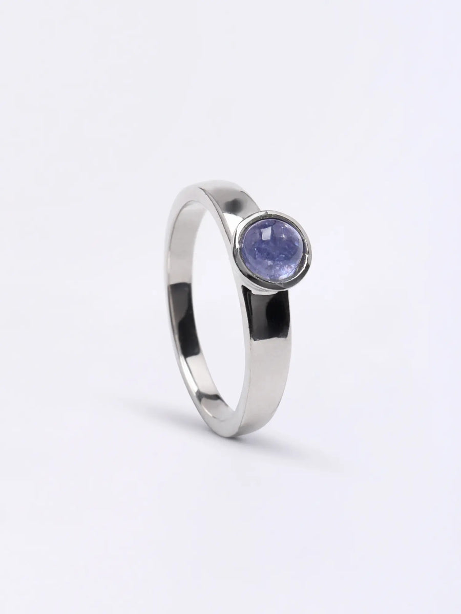Tanzanite Sterling Silver Ring with Round Stone Setting