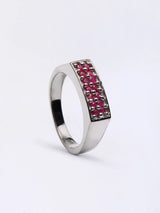 Faceted Round Ruby Sterling Silver Ring