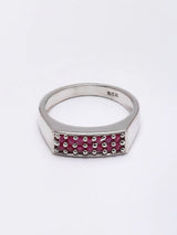 Faceted Round Ruby Sterling Silver Ring