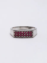 Faceted Round Ruby Sterling Silver Ring