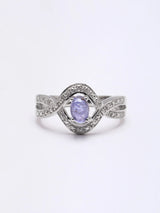 Cabochon Tanzanite Wave Sterling Silver Ring