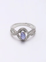 Cabochon Tanzanite Wave Sterling Silver Ring
