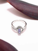 Cabochon Tanzanite Wave Sterling Silver Ring