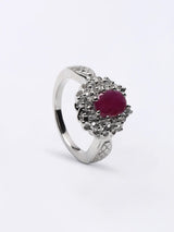Faceted Ruby Floral Sterling Silver Ring