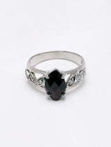 Marquise Black Onyx and Cubic Zirconia Sterling Silver Ring