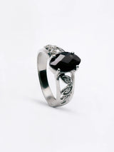 Marquise Black Onyx and Cubic Zirconia Sterling Silver Ring