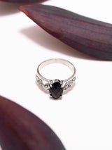 Marquise Black Onyx and Cubic Zirconia Sterling Silver Ring