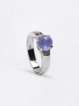 Cabochon Tanzanite Sterling Silver Ring
