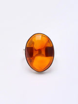 Oval Cabochon Amber Sterling Silver Ring