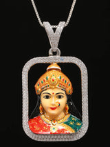 Goddess Chehar Meenakari Sterling Silver Pendant