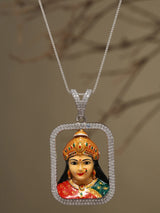 Goddess Chehar Meenakari Sterling Silver Pendant