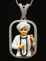 Meenakari Jalaram Bapa Sterling Silver Pendant
