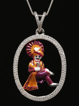 Mama Dev Meenakari Enamel Sterling Silver Pendant