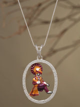 Mama Dev Meenakari Enamel Sterling Silver Pendant