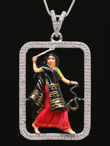 Mogul Goddess Sterling Silver Stone Studded Pendant