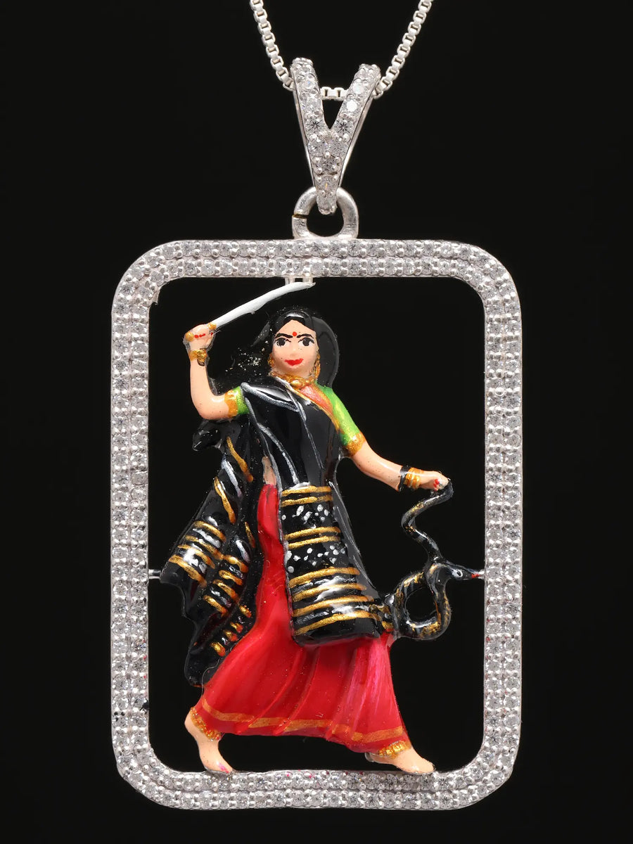 Mogul Goddess Sterling Silver Stone Studded Pendant