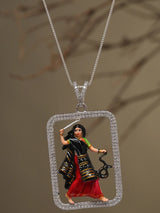 Mogul Goddess Sterling Silver Stone Studded Pendant