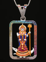 Goddess Khodiyar Meenakari Sterling Silver Pendant