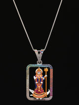Goddess Khodiyar Meenakari Sterling Silver Pendant
