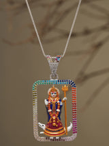 Goddess Khodiyar Meenakari Sterling Silver Pendant