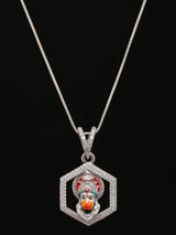 Lord Hanuman Face Stone Studded Sterling Silver Pendant