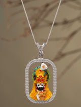 Ramdev Pir Baba Meenakari Sterling Silver Pendant