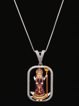 Goddess Khodiyar Sterling Silver Rectangular Pendant