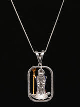 Goddess Khodiyar Sterling Silver Rectangular Pendant