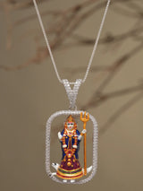 Goddess Khodiyar Sterling Silver Rectangular Pendant
