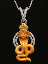 Goga Maharaj Folk Deity Stone Studded Sterling Silver Pendant