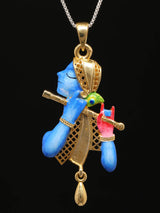 Meenakari Fluted Krishna Sterling Silver Pendant