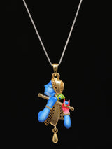 Meenakari Fluted Krishna Sterling Silver Pendant