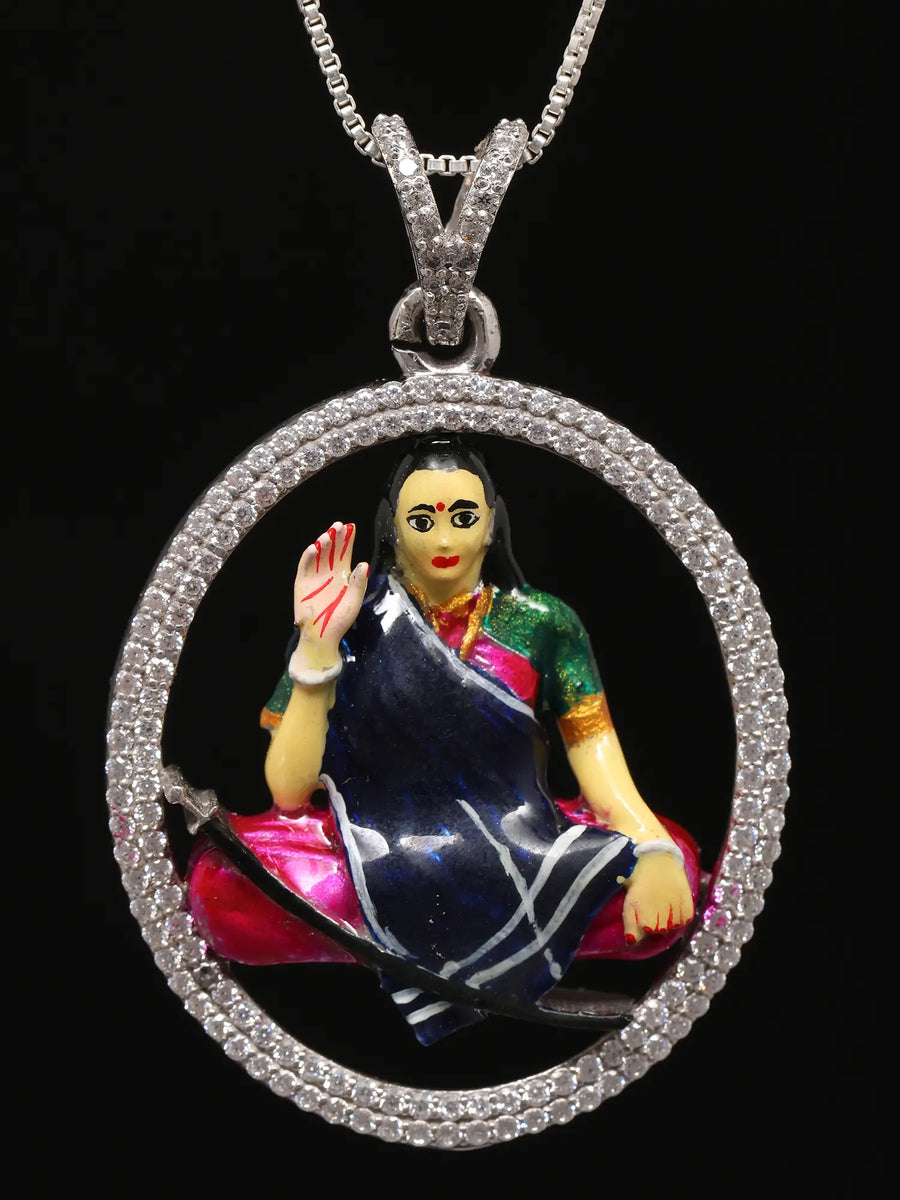 Mogul Goddess Meenakari Enamelled Sterling Silver Pendant