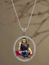 Mogul Goddess Meenakari Enamelled Sterling Silver Pendant