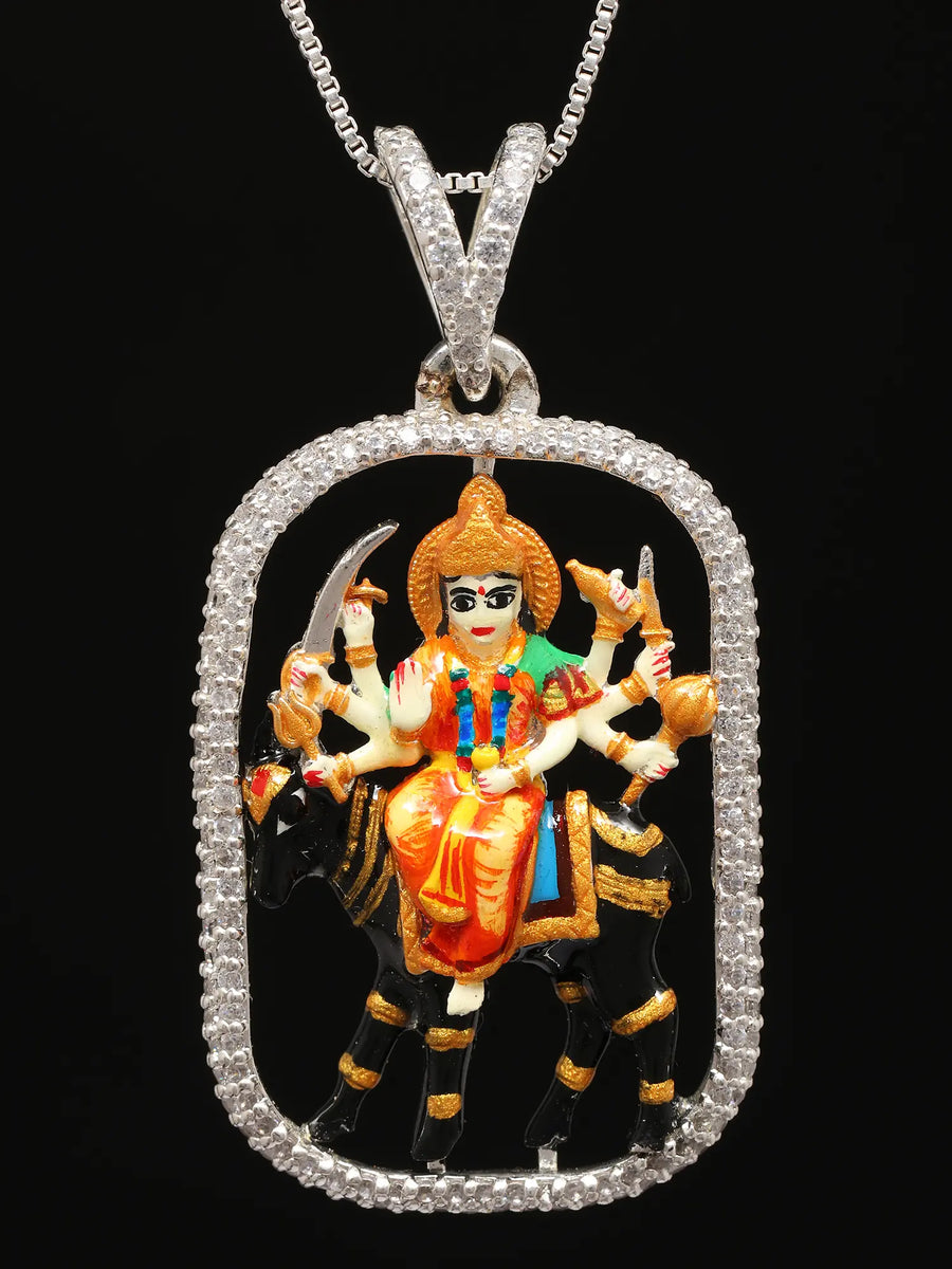 Meenakari Folk Goddess Meldi Sterling Silver Pendant