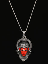 Meenakari Hanuman Face Sterling Silver Pendant