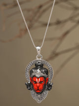 Meenakari Hanuman Face Sterling Silver Pendant