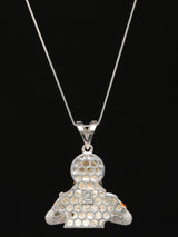 Hanuman Revealing Rama Sita Stone Studded Silver Pendant