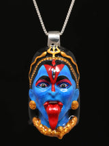 Goddess Kali Meenakari Sterling Silver Pendant