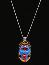 Goddess Kali Meenakari Sterling Silver Pendant
