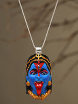 Goddess Kali Meenakari Sterling Silver Pendant