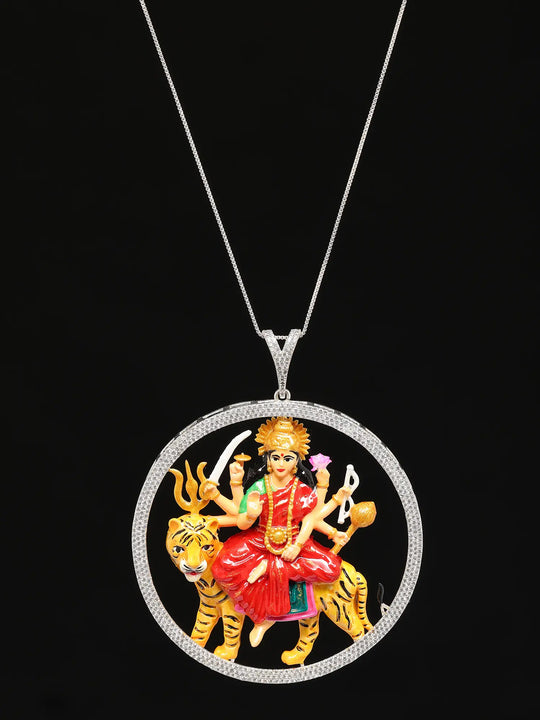 Ambe Maa Goddess Durga Sterling Silver Pendant