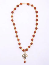 Trident Damaru Rudraksha Brass Mala Necklace