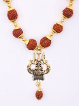 Trident Damaru Rudraksha Brass Mala Necklace