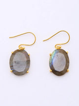 Faceted Labradorite Gold Plated Sterling Silver Hook Earrings