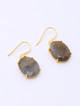 Faceted Labradorite Gold Plated Sterling Silver Hook Earrings