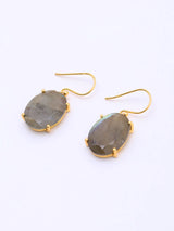 Faceted Labradorite Gold Plated Sterling Silver Hook Earrings