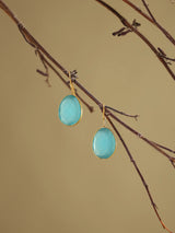 Faceted Aqua Chalcedony Gold Plated Silver Hook Earrings