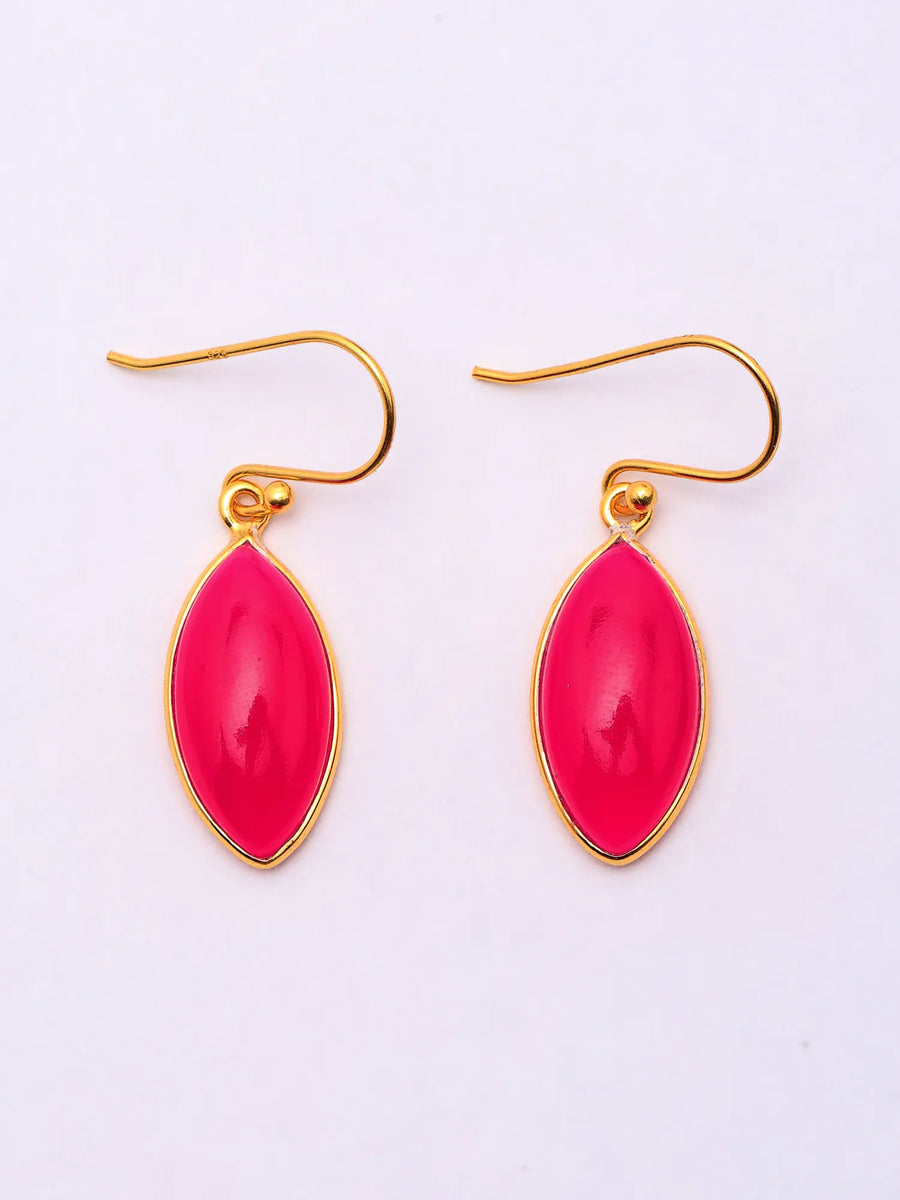Marquise Pink Chalcedony Gold Plated Sterling Silver Earrings